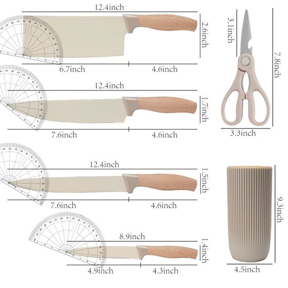 Stainless Steel Kitchen Knives Kitchen Knife Wood Grain (1 Pack(Any Color) - Picture 13 of 16